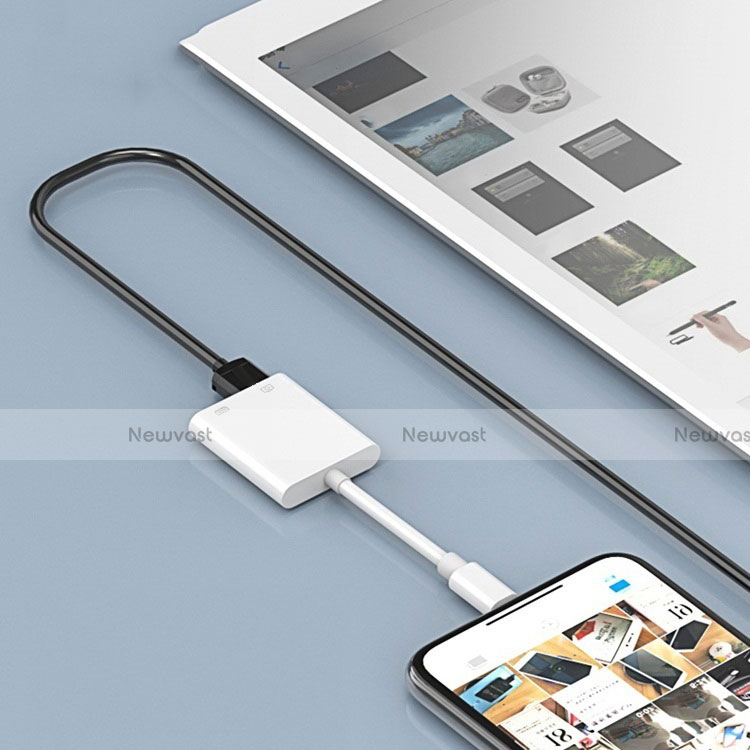 Lightning to USB OTG Cable Adapter H01 for Apple iPad 4 White