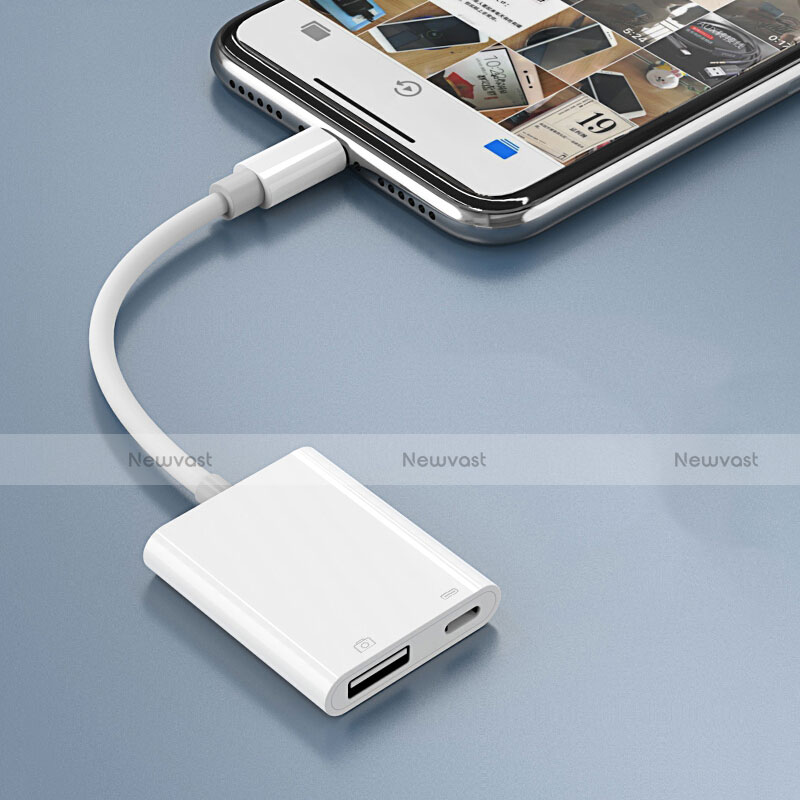 Lightning to USB OTG Cable Adapter H01 for Apple iPhone 12 Mini White