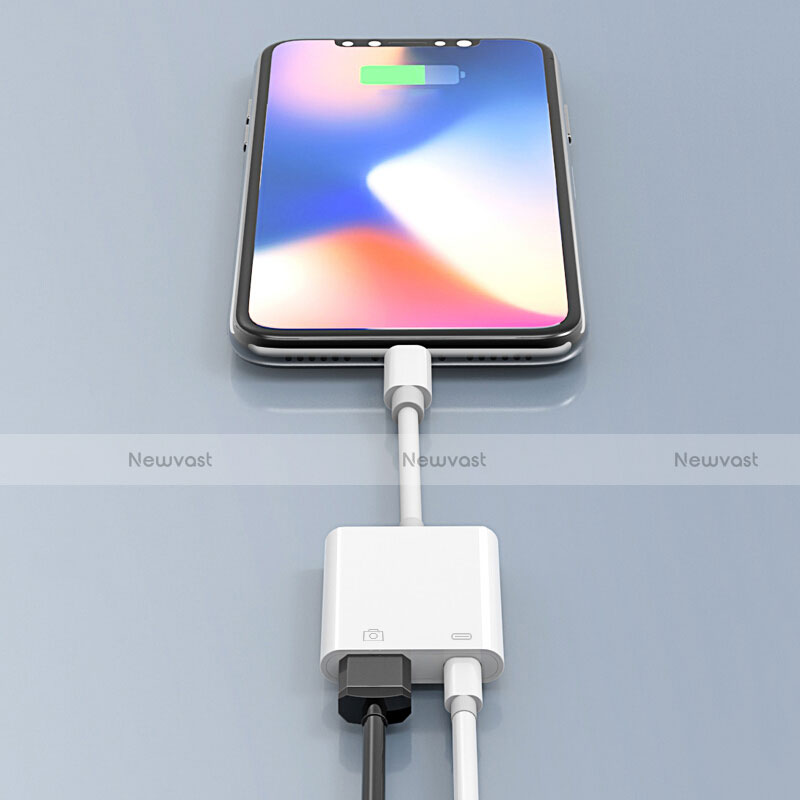 Lightning to USB OTG Cable Adapter H01 for Apple iPhone Xs Max White