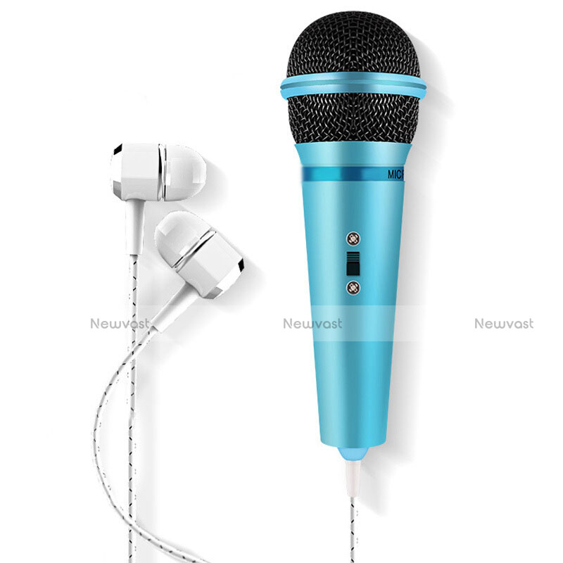 Luxury 3.5mm Mini Handheld Microphone Singing Recording M05 Sky Blue