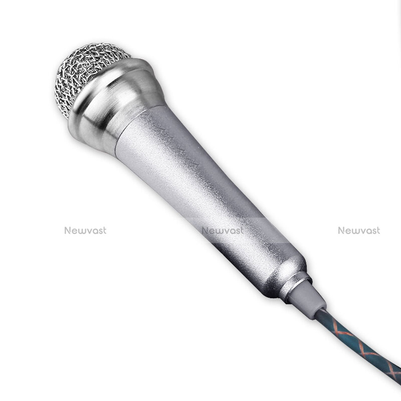 Luxury 3.5mm Mini Handheld Microphone Singing Recording with Stand M12 Silver