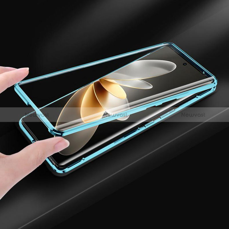 Luxury Aluminum Metal and Leather Cover Case 360 Degrees for Vivo V27 5G