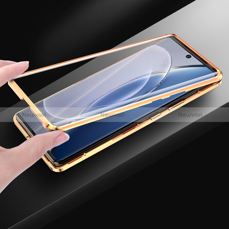 Luxury Aluminum Metal and Leather Cover Case 360 Degrees for Vivo X90 Pro+ Plus 5G