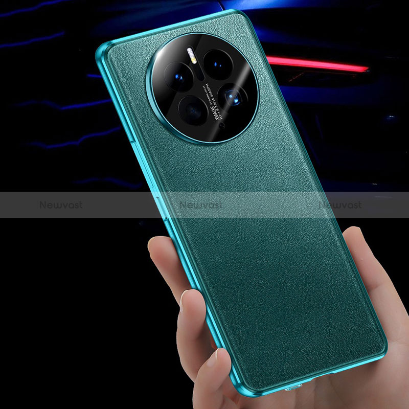 Luxury Aluminum Metal and Leather Cover Case 360 Degrees P01 for Oppo A2 Pro 5G