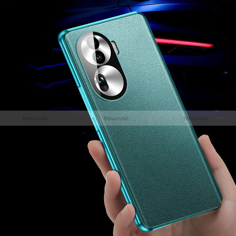 Luxury Aluminum Metal and Leather Cover Case 360 Degrees P01 for Oppo Reno11 Pro 5G