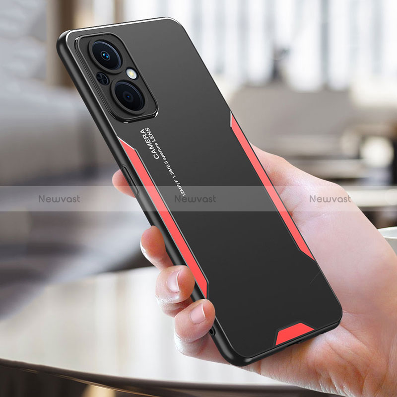 Luxury Aluminum Metal Back Cover and Silicone Frame Case for Oppo A96 5G