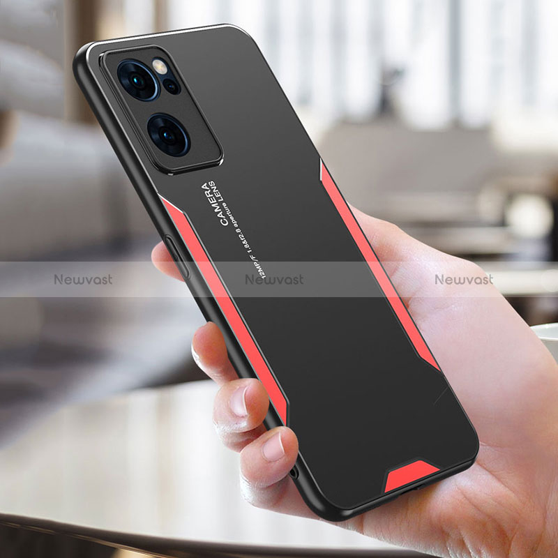 Luxury Aluminum Metal Back Cover and Silicone Frame Case for Oppo Reno7 5G