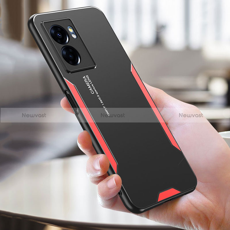 Luxury Aluminum Metal Back Cover and Silicone Frame Case for Realme Q5i 5G