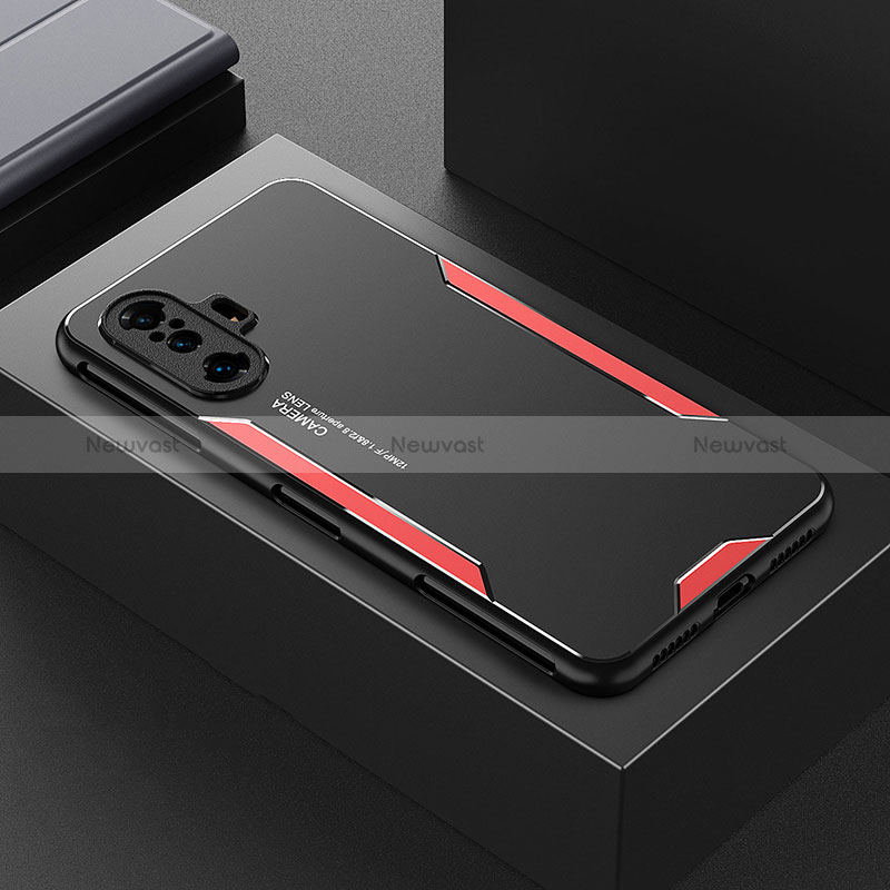 Luxury Aluminum Metal Back Cover and Silicone Frame Case for Xiaomi Poco F3 GT 5G Red