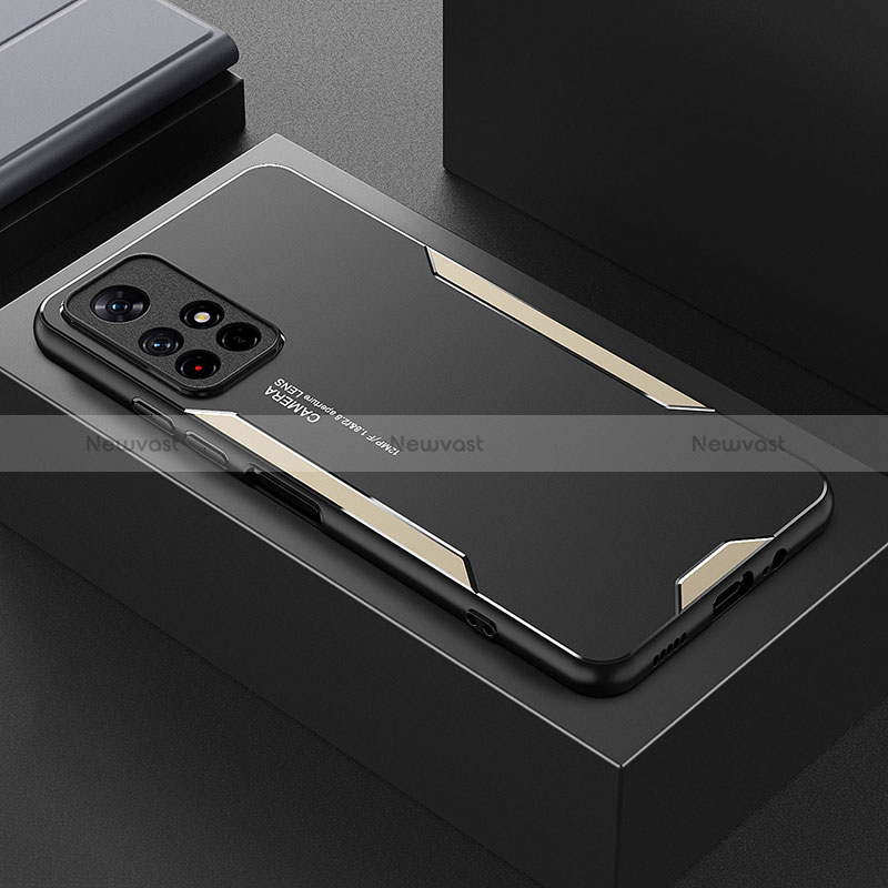 Luxury Aluminum Metal Back Cover and Silicone Frame Case for Xiaomi Poco M4 Pro 5G