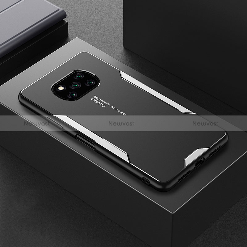 Luxury Aluminum Metal Back Cover and Silicone Frame Case for Xiaomi Poco X3 Pro Silver