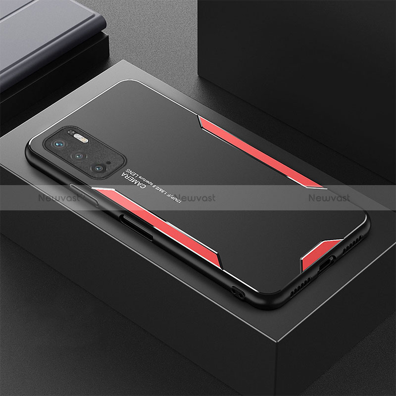 Luxury Aluminum Metal Back Cover and Silicone Frame Case for Xiaomi Redmi Note 11 SE 5G Red