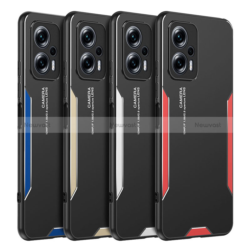 Luxury Aluminum Metal Back Cover and Silicone Frame Case for Xiaomi Redmi Note 11T Pro+ Plus 5G