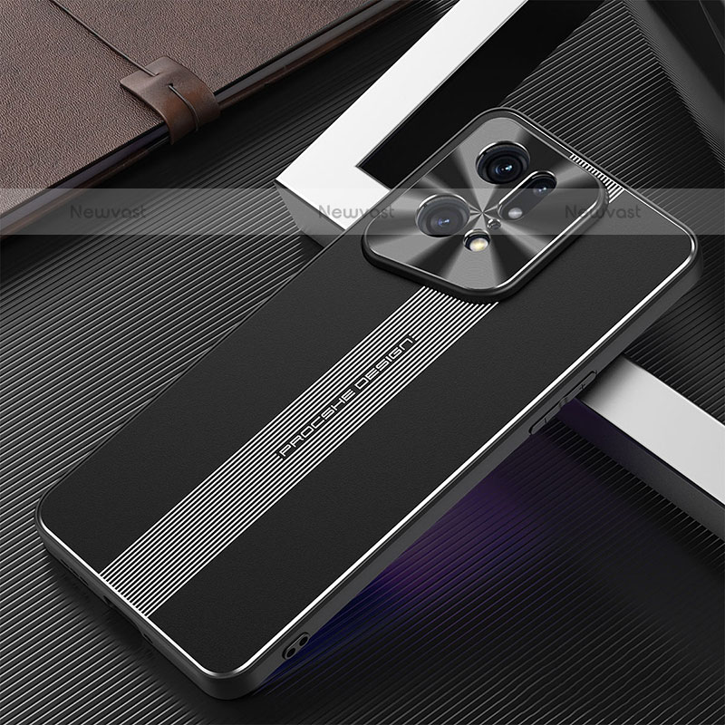 Luxury Aluminum Metal Back Cover and Silicone Frame Case J01 for Oppo Find X5 Pro 5G Black