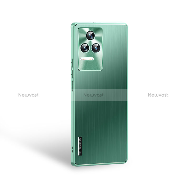 Luxury Aluminum Metal Back Cover and Silicone Frame Case J01 for Xiaomi Redmi K50 5G Green