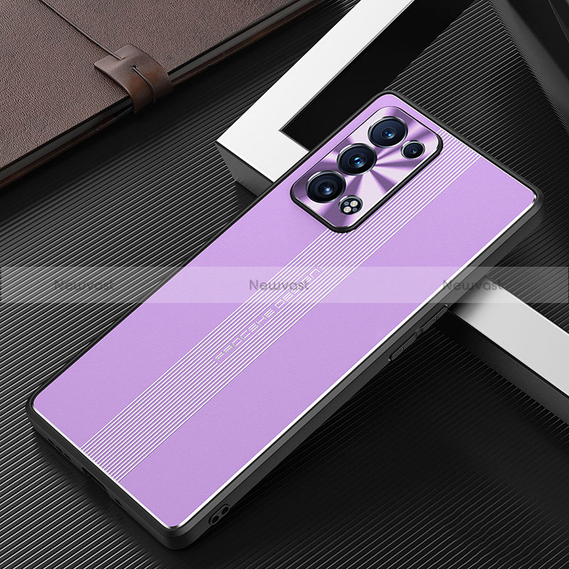 Luxury Aluminum Metal Back Cover and Silicone Frame Case J02 for Oppo Reno6 Pro+ Plus 5G