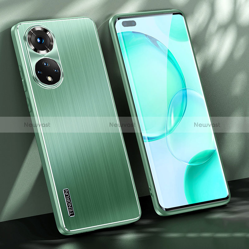 Luxury Aluminum Metal Back Cover and Silicone Frame Case JL1 for Huawei Honor 50 Pro 5G Green