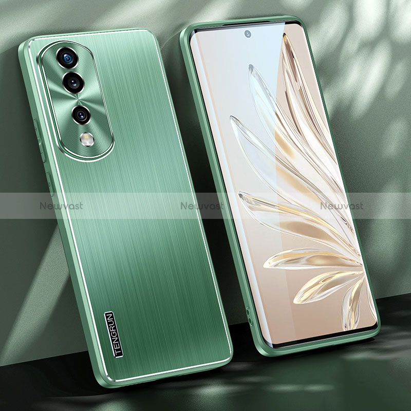 Luxury Aluminum Metal Back Cover and Silicone Frame Case JL1 for Huawei Honor 70 Pro+ Plus 5G Green