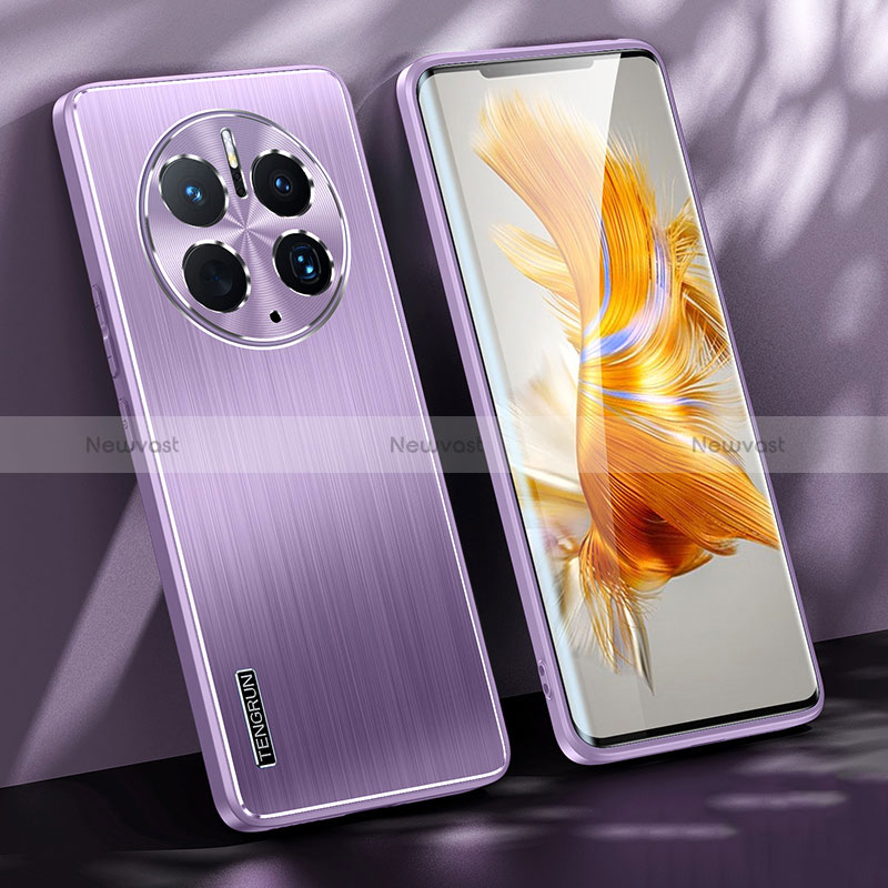 Luxury Aluminum Metal Back Cover and Silicone Frame Case JL1 for Huawei Mate 50 Pro Purple