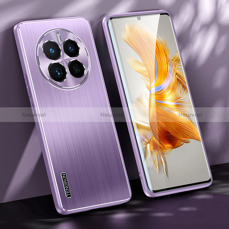 Luxury Aluminum Metal Back Cover and Silicone Frame Case JL1 for Huawei Mate 50E Purple