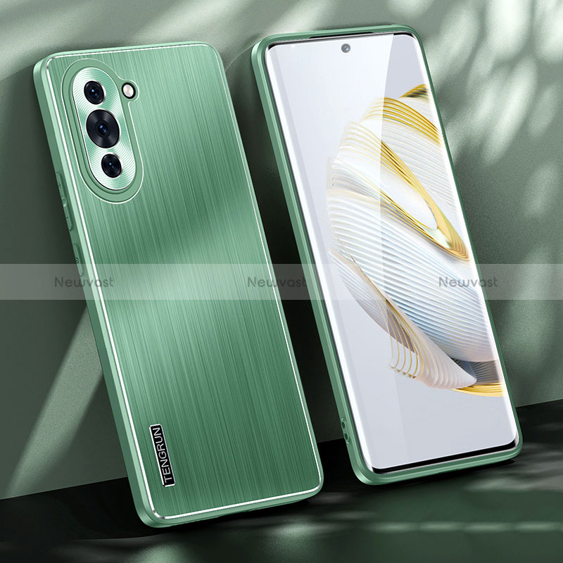 Luxury Aluminum Metal Back Cover and Silicone Frame Case JL1 for Huawei Nova 10 Green