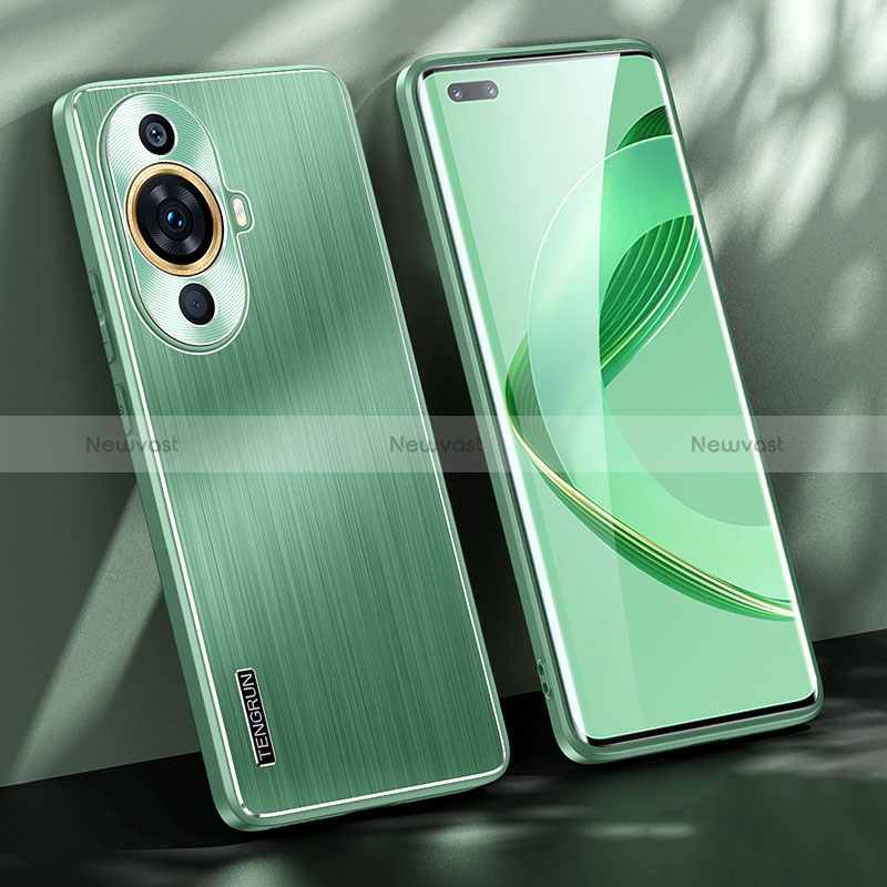 Luxury Aluminum Metal Back Cover and Silicone Frame Case JL1 for Huawei Nova 11 Pro Green