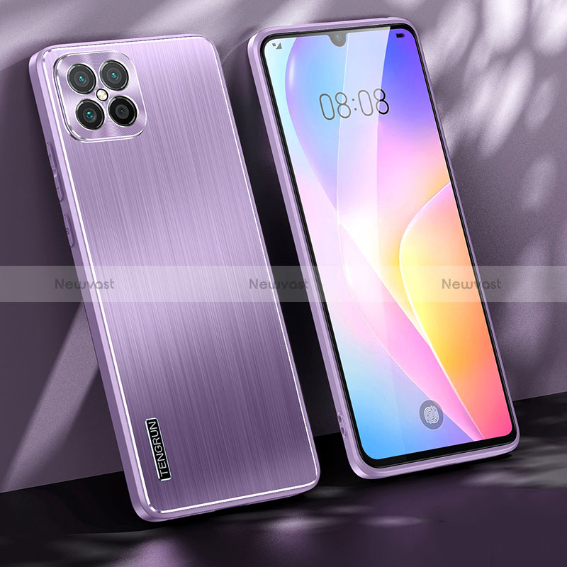 Luxury Aluminum Metal Back Cover and Silicone Frame Case JL1 for Huawei Nova 8 SE 4G Purple