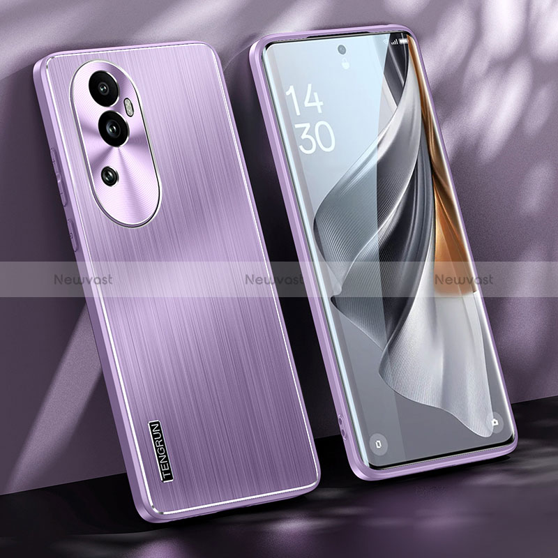 Luxury Aluminum Metal Back Cover and Silicone Frame Case JL1 for Oppo Reno10 Pro+ Plus 5G Purple