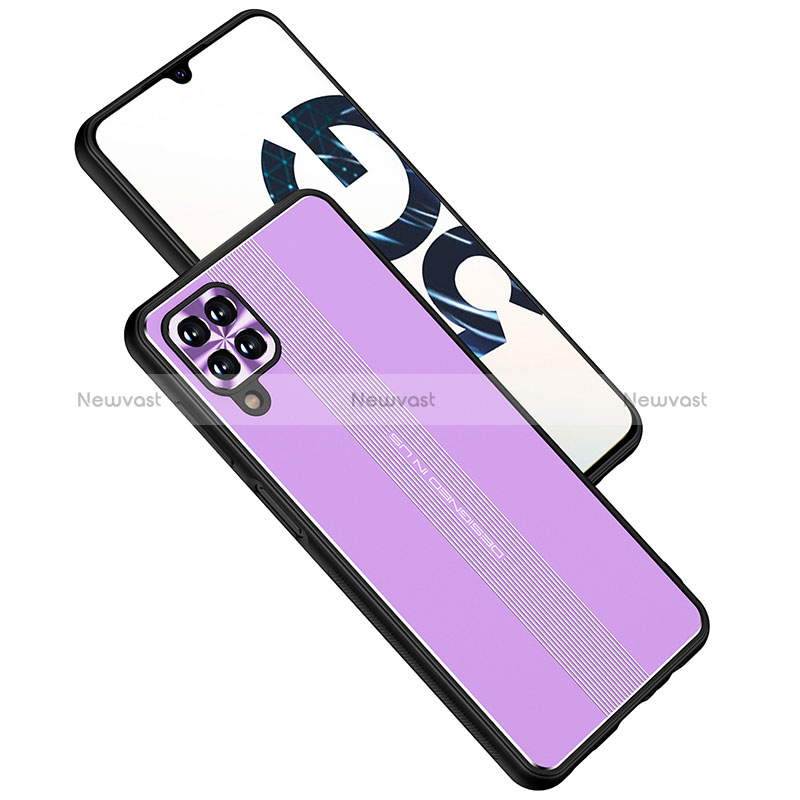 Luxury Aluminum Metal Back Cover and Silicone Frame Case JL1 for Samsung Galaxy A12 5G Purple