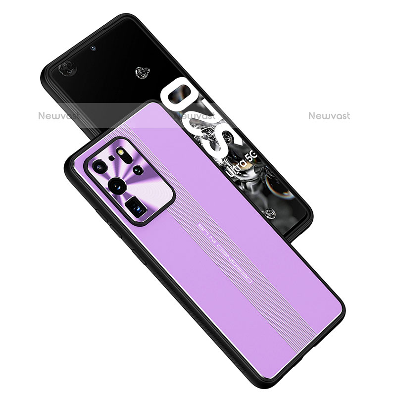 Luxury Aluminum Metal Back Cover and Silicone Frame Case JL1 for Samsung Galaxy S20 Ultra 5G Purple