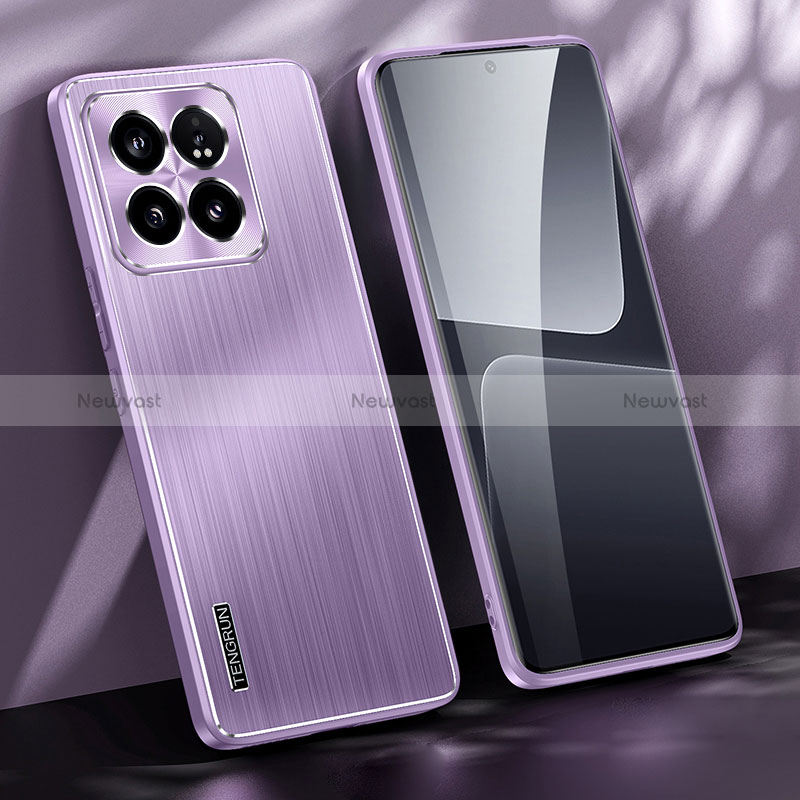 Luxury Aluminum Metal Back Cover and Silicone Frame Case JL1 for Xiaomi Mi 14 Pro 5G Purple