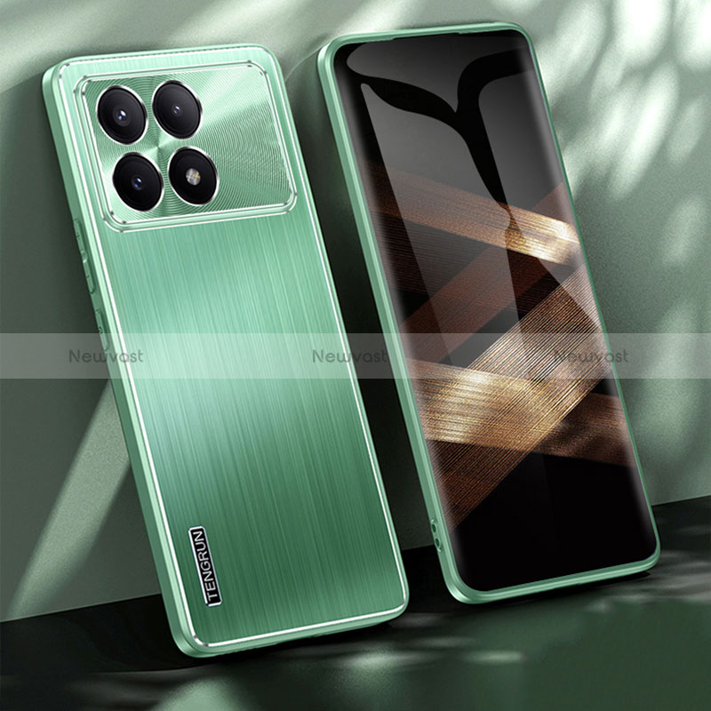 Luxury Aluminum Metal Back Cover and Silicone Frame Case JL1 for Xiaomi Redmi K70 5G Green