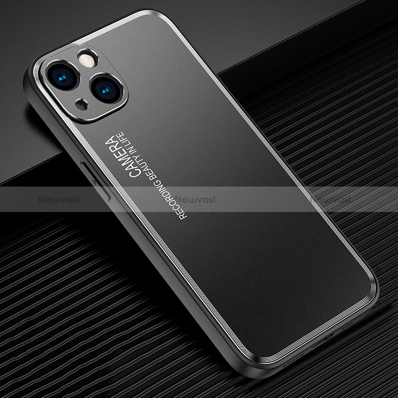 Luxury Aluminum Metal Back Cover and Silicone Frame Case JL2 for Apple iPhone 13 Black