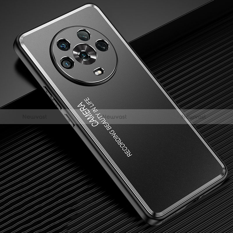 Luxury Aluminum Metal Back Cover and Silicone Frame Case JL2 for Huawei Honor Magic4 5G Black