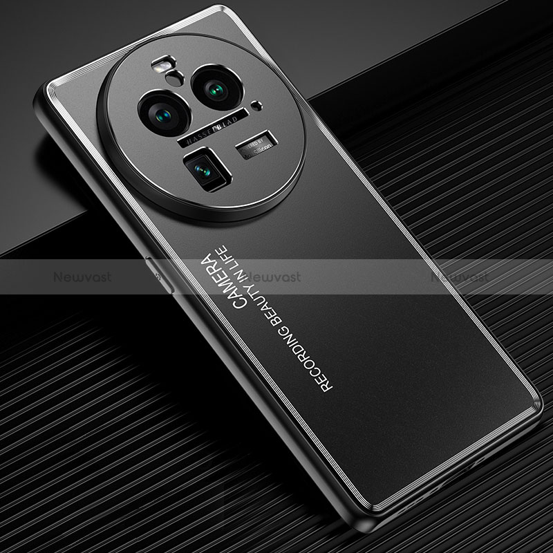 Luxury Aluminum Metal Back Cover and Silicone Frame Case JL2 for Oppo Find X6 5G Black