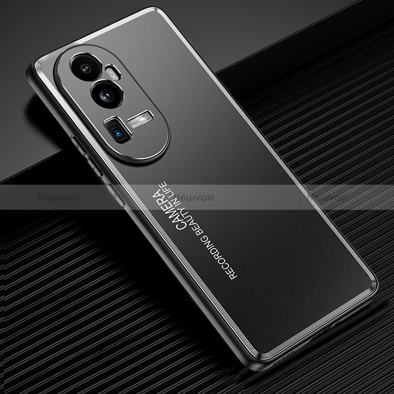 Luxury Aluminum Metal Back Cover and Silicone Frame Case JL2 for Oppo Reno10 Pro+ Plus 5G Black