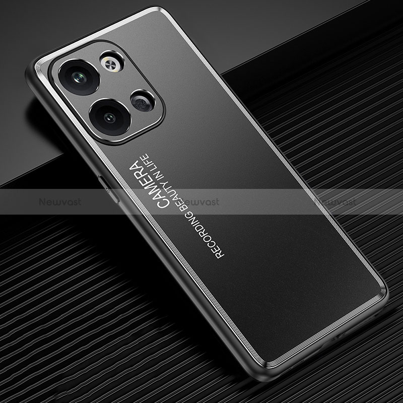 Luxury Aluminum Metal Back Cover and Silicone Frame Case JL2 for Xiaomi Redmi Note 13 5G Black