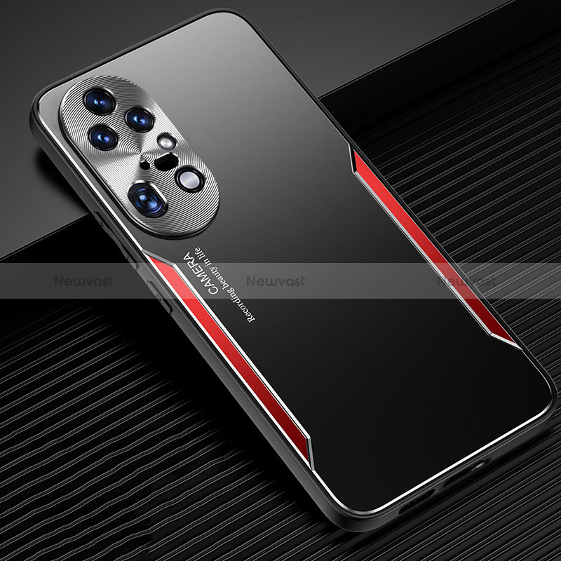 Luxury Aluminum Metal Back Cover and Silicone Frame Case JL3 for Huawei P50 Pro Red