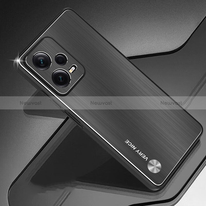 Luxury Aluminum Metal Back Cover and Silicone Frame Case JS1 for Xiaomi Redmi Note 12 Explorer Black