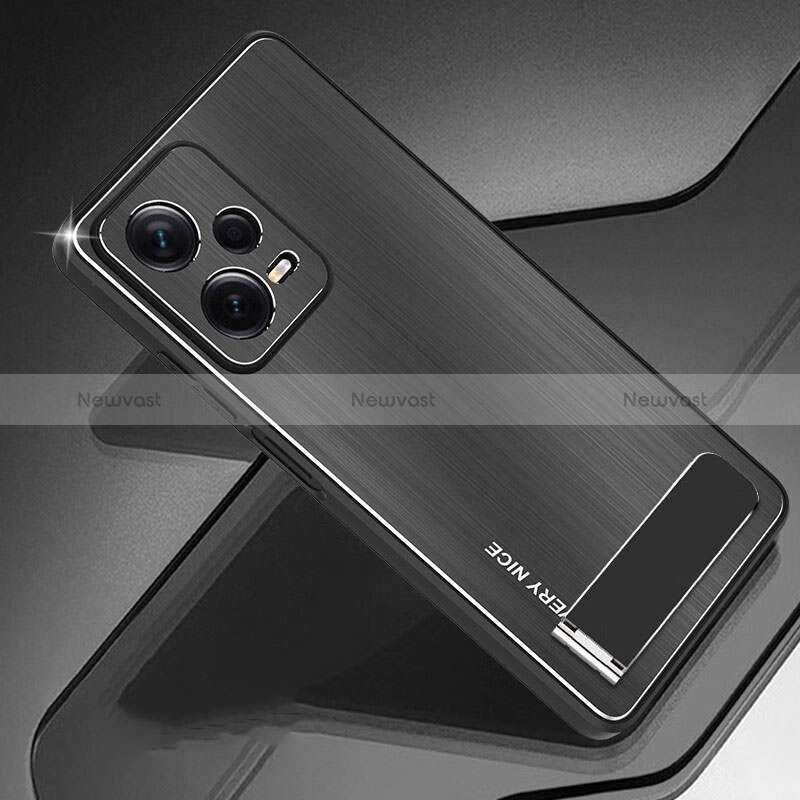 Luxury Aluminum Metal Back Cover and Silicone Frame Case JS2 for Xiaomi Poco X5 5G Black