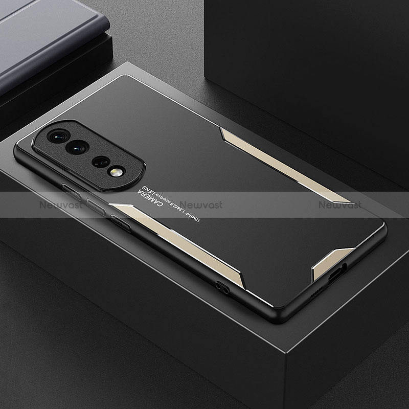 Luxury Aluminum Metal Back Cover and Silicone Frame Case PB1 for Huawei Honor 80 Pro Flat 5G Gold