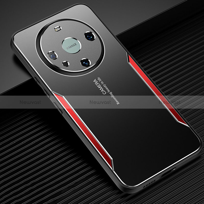 Luxury Aluminum Metal Back Cover and Silicone Frame Case PB1 for Huawei Mate 60 Pro+ Plus Red