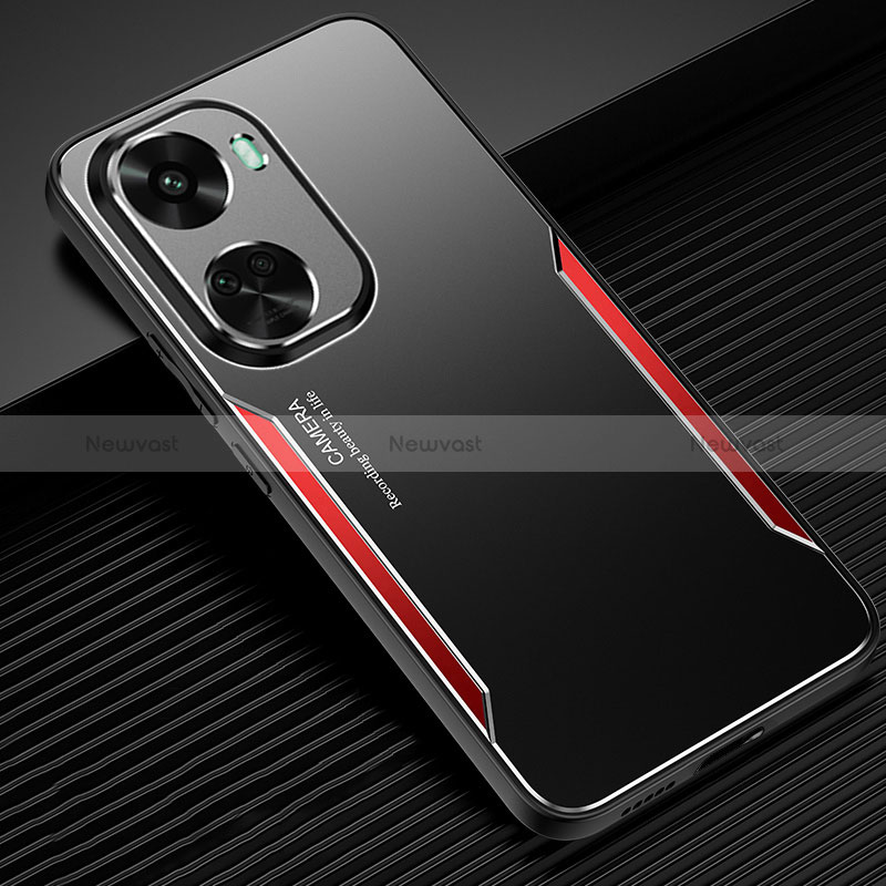 Luxury Aluminum Metal Back Cover and Silicone Frame Case PB1 for Huawei Nova 11 SE Red