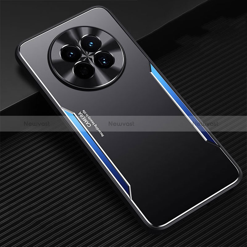 Luxury Aluminum Metal Back Cover and Silicone Frame Case PB1 for Huawei Nova Y91 Blue