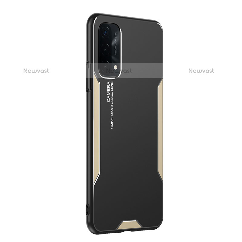 Luxury Aluminum Metal Back Cover and Silicone Frame Case PB1 for Oppo A93 5G Gold