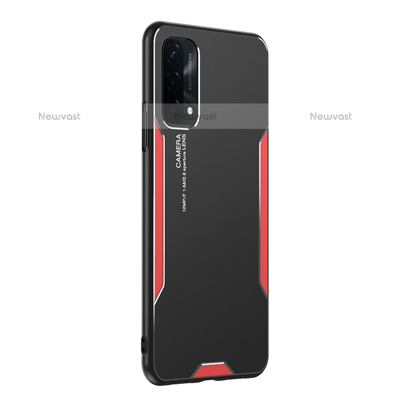 Luxury Aluminum Metal Back Cover and Silicone Frame Case PB1 for Oppo A93 5G Red