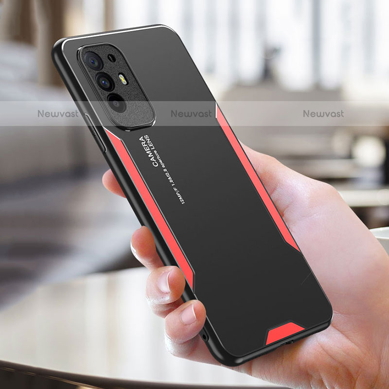 Luxury Aluminum Metal Back Cover and Silicone Frame Case PB1 for Oppo A94 5G