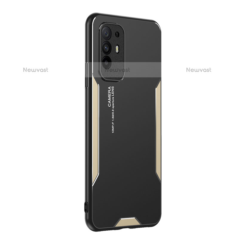 Luxury Aluminum Metal Back Cover and Silicone Frame Case PB1 for Oppo A94 5G Gold