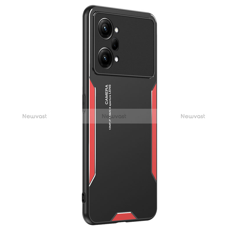 Luxury Aluminum Metal Back Cover and Silicone Frame Case PB1 for Oppo K10 Pro 5G Red