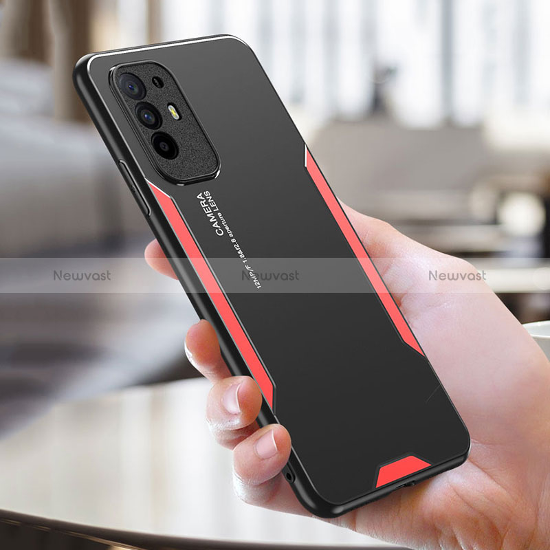 Luxury Aluminum Metal Back Cover and Silicone Frame Case PB1 for Oppo Reno5 Z 5G